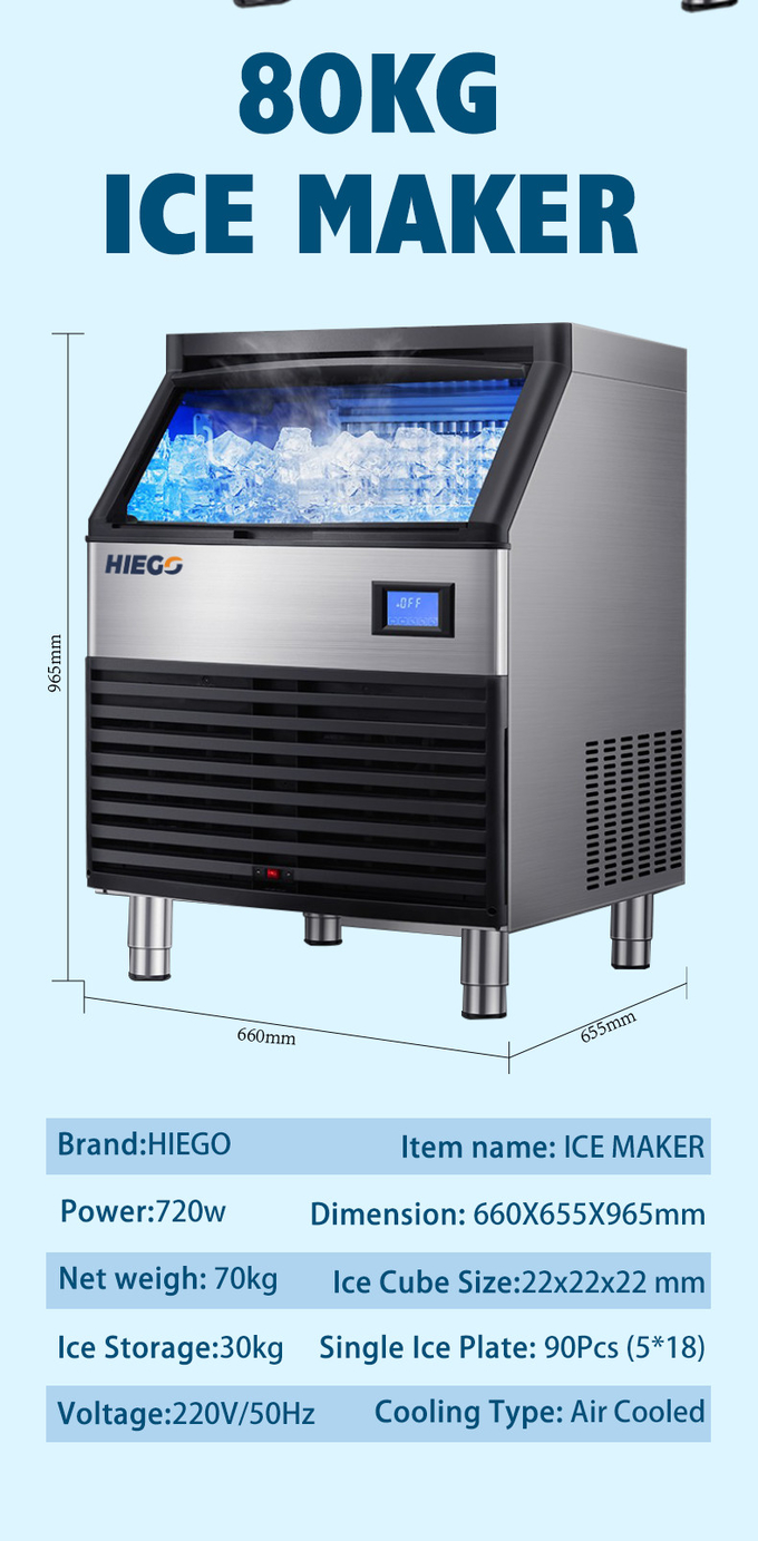 Free Standing 80.90kg Ice Cubes Maker Machine Full-Automatic 120KG 100KG Ice Maker 0