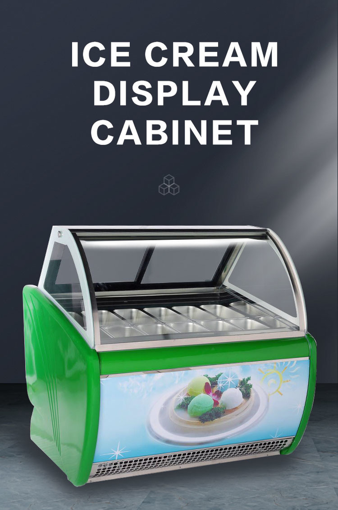 Curved Glass Ice Cream Display Cabinet 390l Countertop Gelato Display Case 0