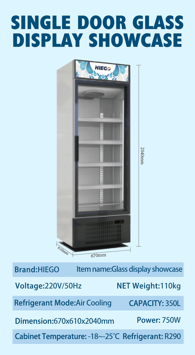 Commercial Cold Drink Freezer Pepsi Beer Cool Glass Door Refrigerator 1000L 7